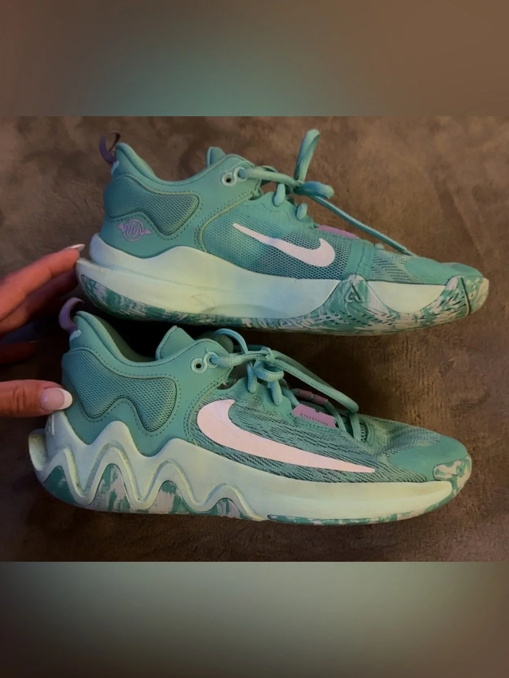 Nike Kids Mint Green and White Athletic Sneakers